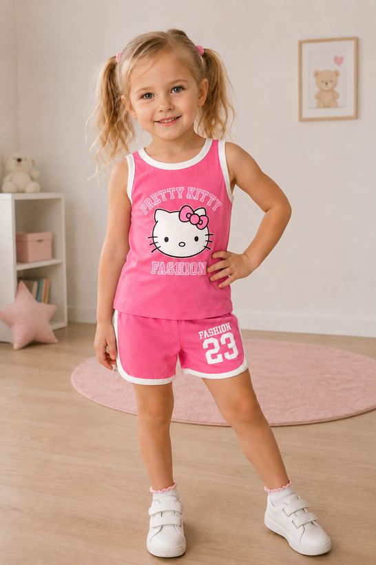 ست دخترانه کیتی تاپ و شلوارک