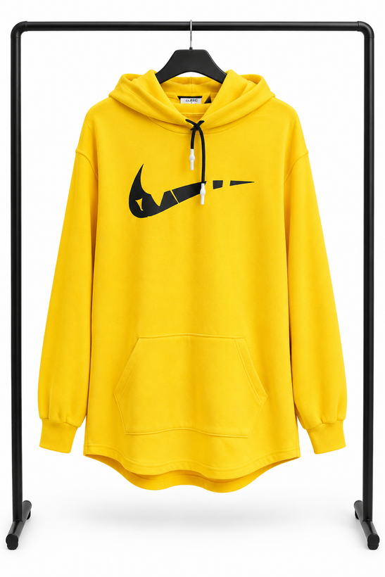 ```text هودی اسپرت اور Oversized Fleece Hoodie Yellow ```